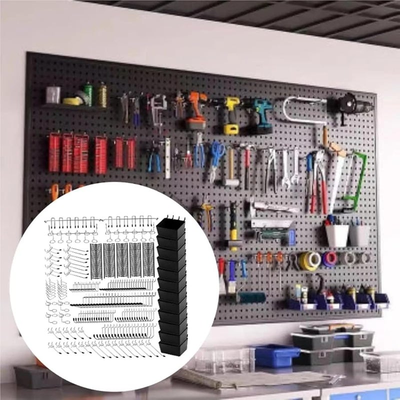 Pegboard Organizer Kit 2 Set 300 Pieces Black Hooks Workbench Craft Room Accessories - Image 3