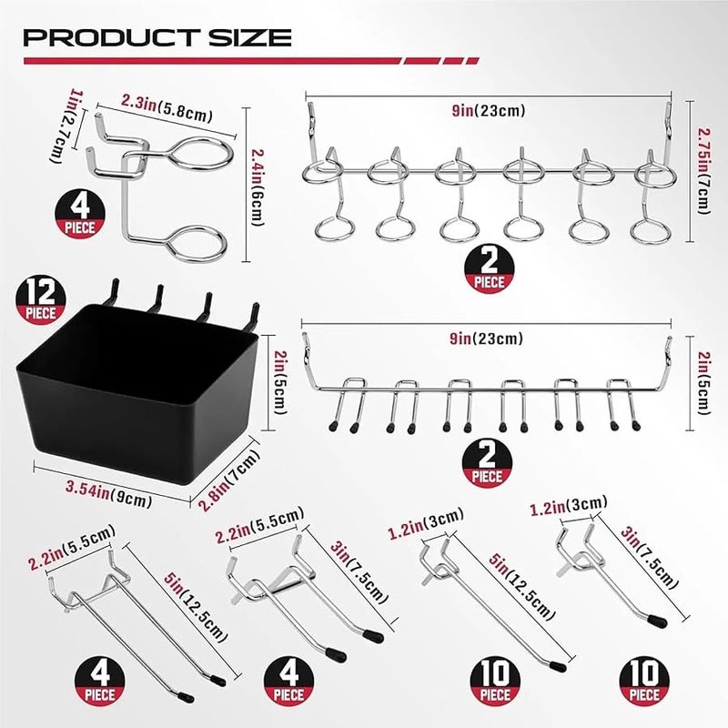 Pegboard Organizer Kit 2 Set 300 Pieces Black Hooks Workbench Craft Room Accessories - Image 5