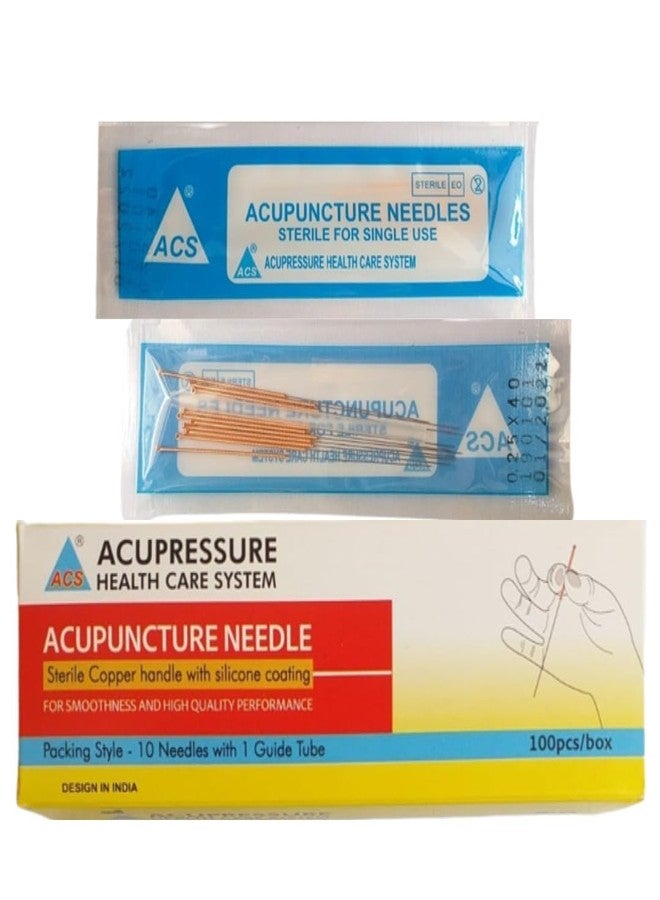 Dr. Choudhary ACS Dr Choudhary Acupuncture Needle 0.25 X 25 mm Copper Handle Sterile Single Use For Acupuncture, Dry Needling & Physiotherapy (Professional Use) CDSCO Govt. Approved - Image 1