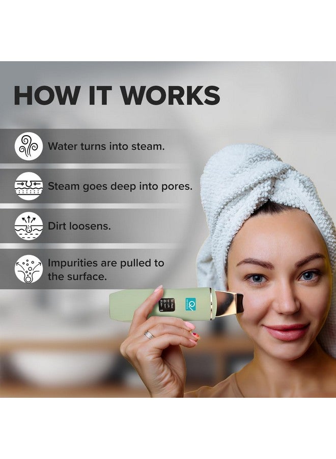 Q DEVICES Ultrasonic Facial Skin Scrubber, 4 Modes, Blackhead Remover, Facial Pores Cleaner, Stainless Steel Spatula, Extractor Tip, Silicone Covers, Rechargeable - Image 4