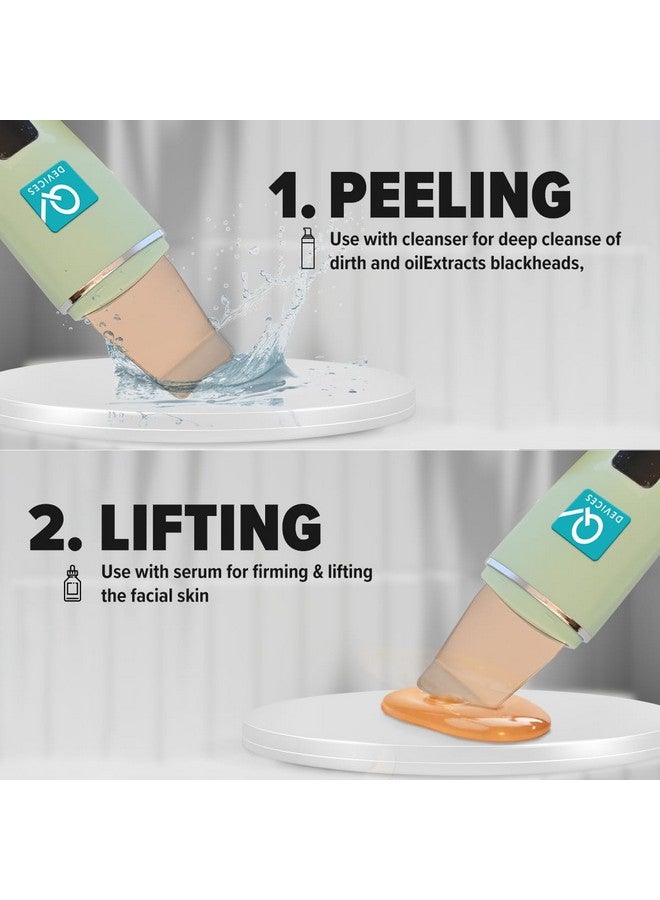 Q DEVICES Ultrasonic Facial Skin Scrubber, 4 Modes, Blackhead Remover, Facial Pores Cleaner, Stainless Steel Spatula, Extractor Tip, Silicone Covers, Rechargeable - Image 2