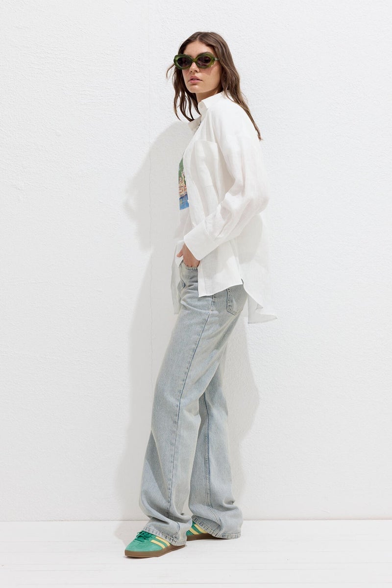 Manuka Fine Linen Oversize Shirt Ecru  - Image 4