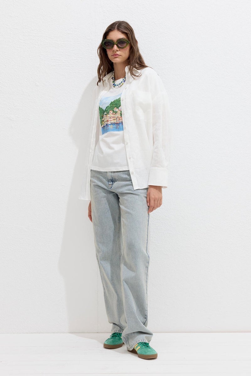 Manuka Fine Linen Oversize Shirt Ecru  - Image 3