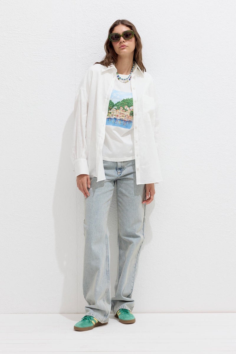 Manuka Fine Linen Oversize Shirt Ecru  - Image 2
