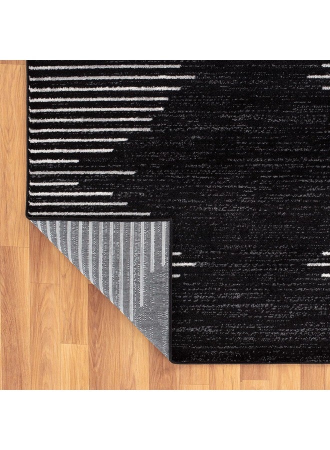 Rugshop Bohemian Stripe Stain Resistant High Traffic Living Room Kitchen Bedroom Dining Home Office Area Rug 3' x 5' Black - Image 5