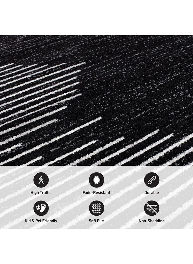 Rugshop Bohemian Stripe Stain Resistant High Traffic Living Room Kitchen Bedroom Dining Home Office Area Rug 3' x 5' Black - Image 4