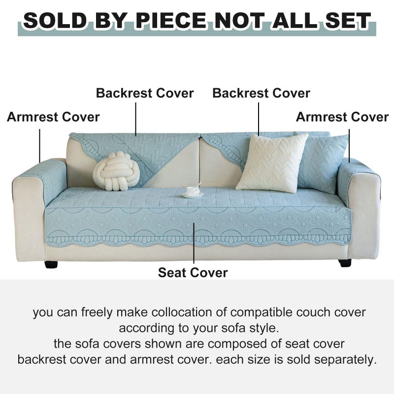 XSlive Cotton Quilted Pet Couch Covers for Sofa Farmhouse Rustic Floral Embroidery Sectional Couch Cover Soft Anti-Slip Sofa Slipcover Furniture Protector for Kids, Dogs, Pets (Blue,28"x28") - Image 2