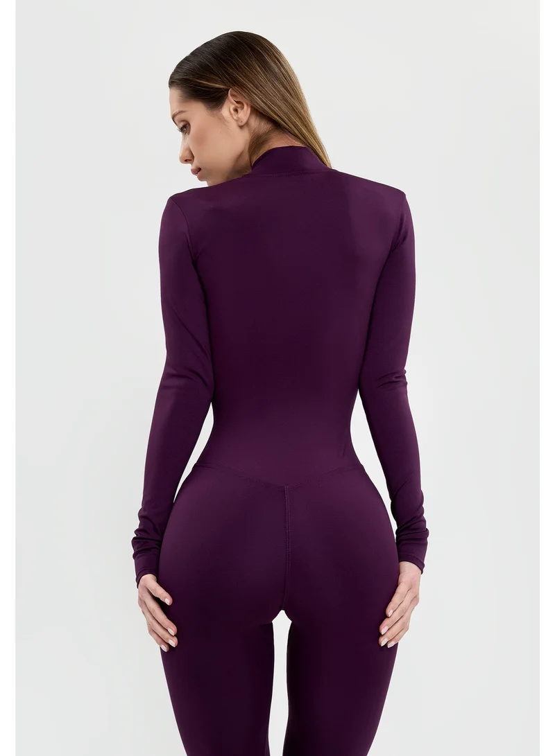 Bona Fide Arcana Base Purple Bona Fide One Piece Workout Jumpsuits for Women - Athletic Romper Jumpsuit with Tummy Control and Lifting for Yoga, Gym for Women | Best Price UAE