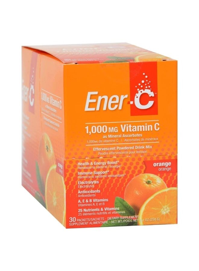 مشروب متعدد الفيتامينات بنكهة البرتقال، 1000 ملغ فيتامين ج، غير معدّل وراثيًا، نباتي، مسحوق عصير فواكه حقيقي، دعم المناعة الطبيعي، إلكتروليتات، خالي من الغلوتين، 30 حبة (عبوة من 1)
