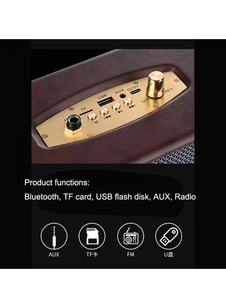 قيكسي مكبر صوت بلوتوث لاسلكي SK-2027 – صوت قوي 10 واط، USB/TF/AUX/FM، بطارية طويلة، تصميم خشبي عملي مع حامل للنقل - Image 3