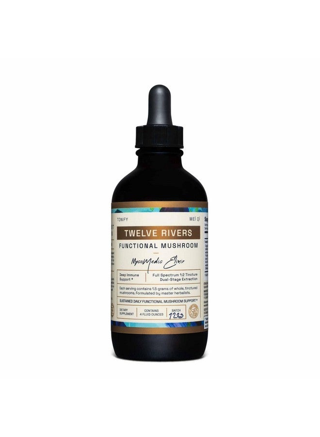 Raw Forest Foods RAW Forest Foods welve Rivers Functional Mushroom MycoMedic Elixir Tincture - 1:2 True Dual-Stage Extraction - Spiced Winter Chai - 4 Fluid Ounce Bottle  - Image 1