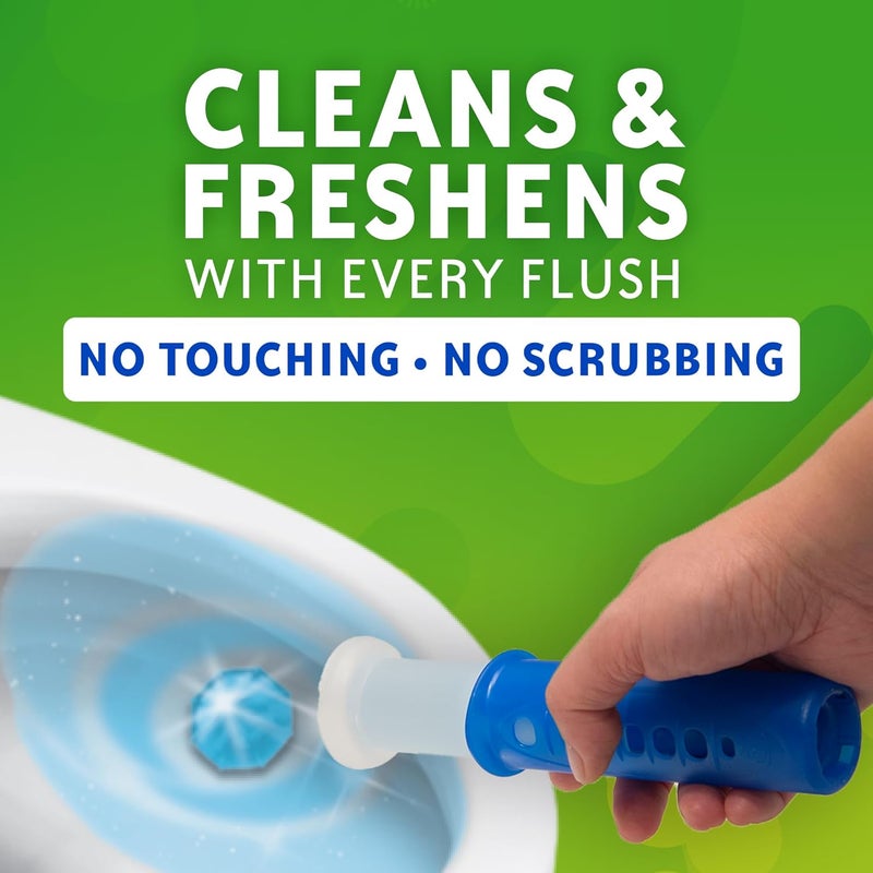 Scrubbing Bubbles Fresh Gel Toilet Bowl Cleaning Stamps, Helps Keep Toilet Clean and Helps Prevent Limescale & Rings, Rainshower Scent, 1 Dispenser with 24 Fresh Gel Stamps - Image 3