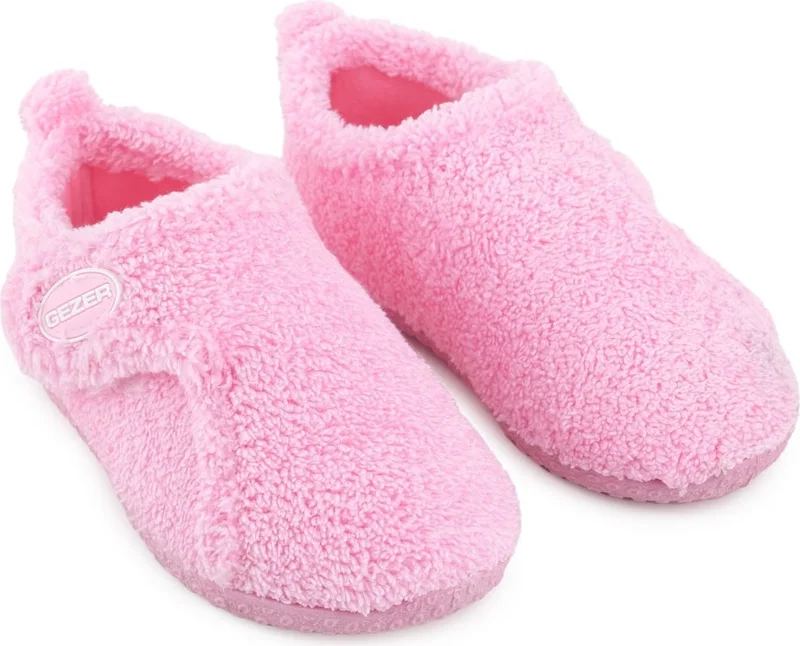 Gezer Winter Girls Plush Comfortable Sole Velcro Adjustable Home School Nursery Slippers Shoes