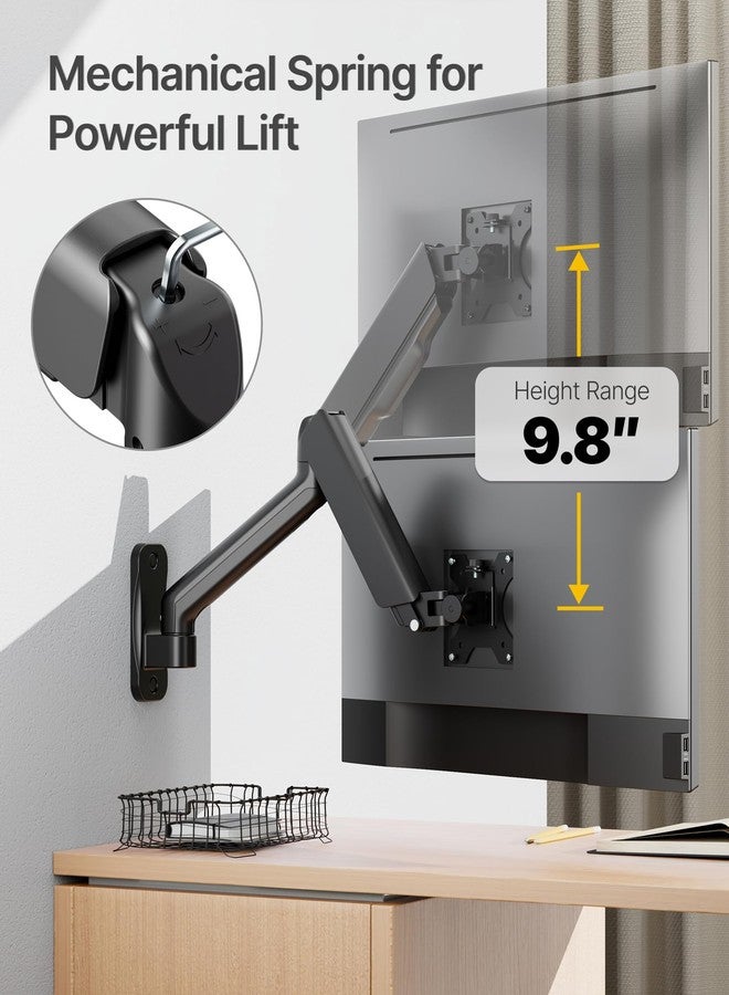 monTEK Single Wall Mount Monitor Arm for 17-32 Inch Black - Image 5