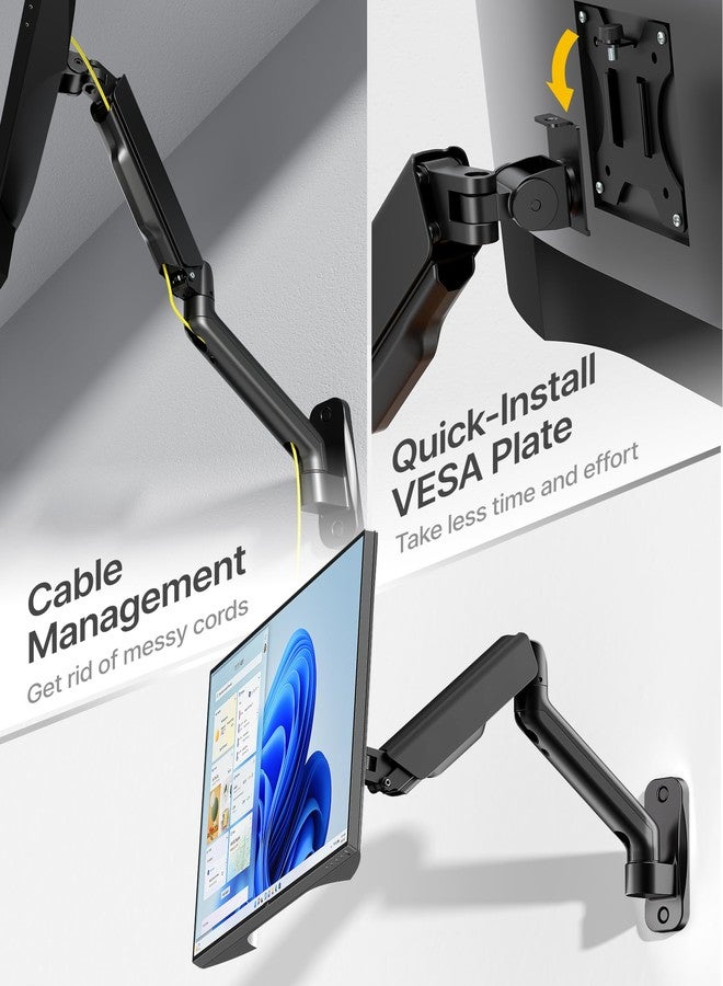 monTEK Single Wall Mount Monitor Arm for 17-32 Inch Black - Image 4