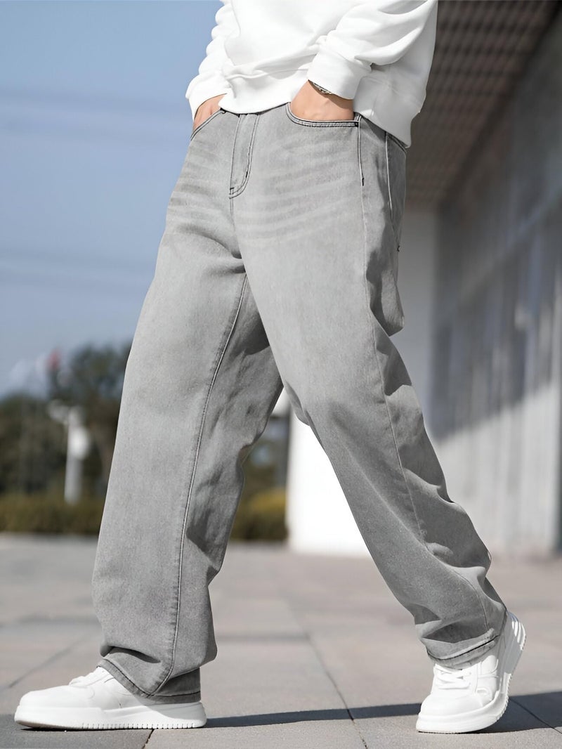 Ben Martin Grey Men Jeans || Baggy Fit Jean's for Man || Loose Fit High Rise Denim || Stretchable Casual Wear Jean,s || Dance Rap Rapping Style Pant for Men || Denim Cotton Jeans 36 (1) - Image 4