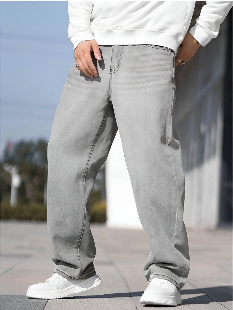 Ben Martin Grey Men Jeans || Baggy Fit Jean's for Man || Loose Fit High Rise Denim || Stretchable Casual Wear Jean,s || Dance Rap Rapping Style Pant for Men || Denim Cotton Jeans 36 (1) - Image 5