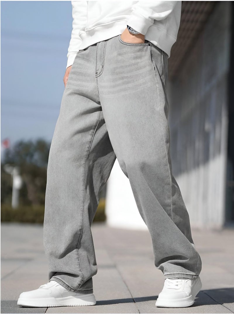 Ben Martin Grey Men Jeans || Baggy Fit Jean's for Man || Loose Fit High Rise Denim || Stretchable Casual Wear Jean,s || Dance Rap Rapping Style Pant for Men || Denim Cotton Jeans 36 (1) - Image 2