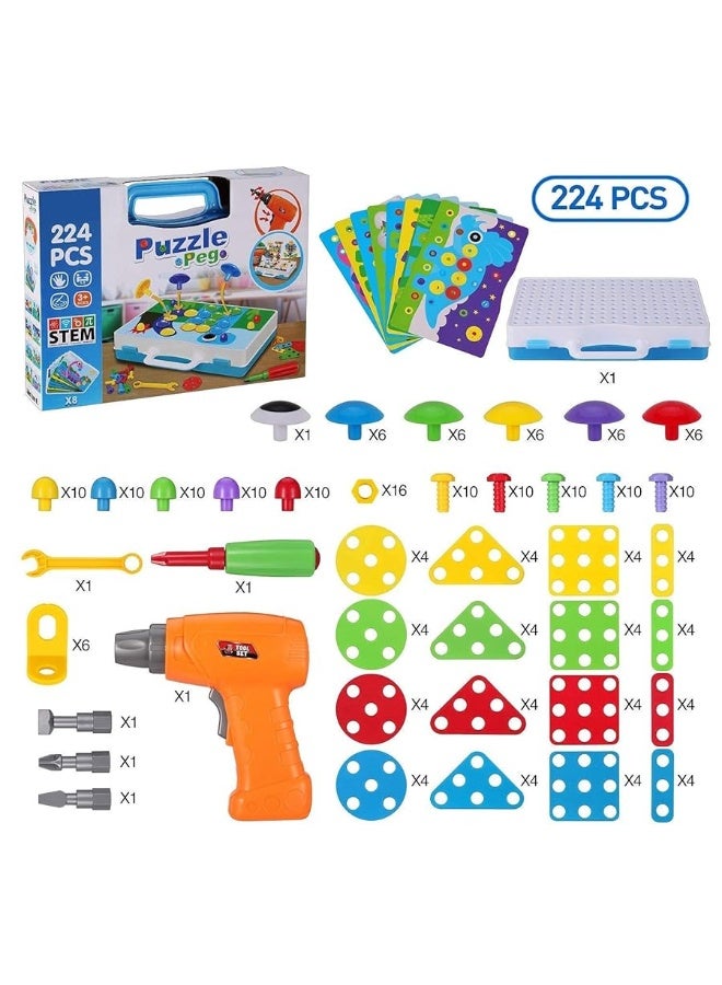 SUPSTEM STEM Building Toys for Kids 3+ Year Old, Creativity Tool Box with Drill Screwdriver Toy Set, Creative Building Blocks Pegboard Kits for Boys & Girls 3 4 5 6 7 8 Year Old - Image 1