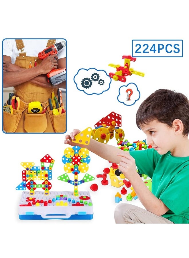 SUPSTEM STEM Building Toys for Kids 3+ Year Old, Creativity Tool Box with Drill Screwdriver Toy Set, Creative Building Blocks Pegboard Kits for Boys & Girls 3 4 5 6 7 8 Year Old - Image 3