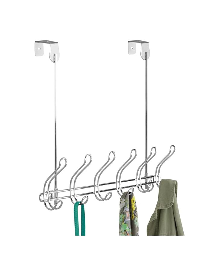 InterDesign Classico Wall Mount Over Door 12 Hook Rack For Coats Hats Robes Towels Chrome - Image 4