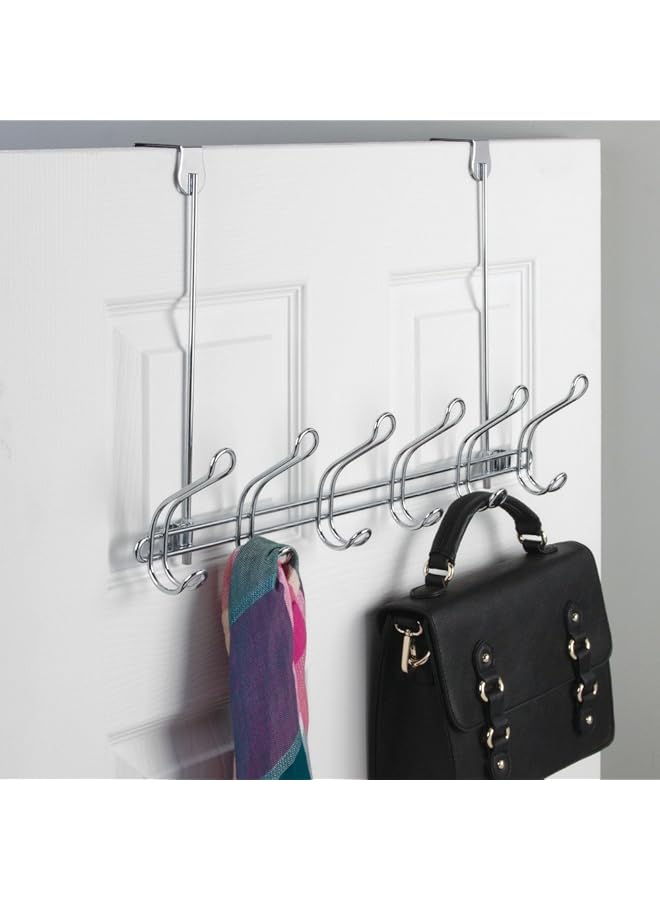 InterDesign Classico Wall Mount Over Door 12 Hook Rack For Coats Hats Robes Towels Chrome - Image 2