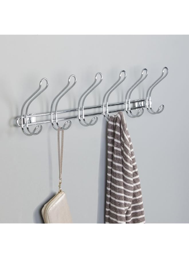 InterDesign Classico Wall Mount Over Door 12 Hook Rack For Coats Hats Robes Towels Chrome - Image 5
