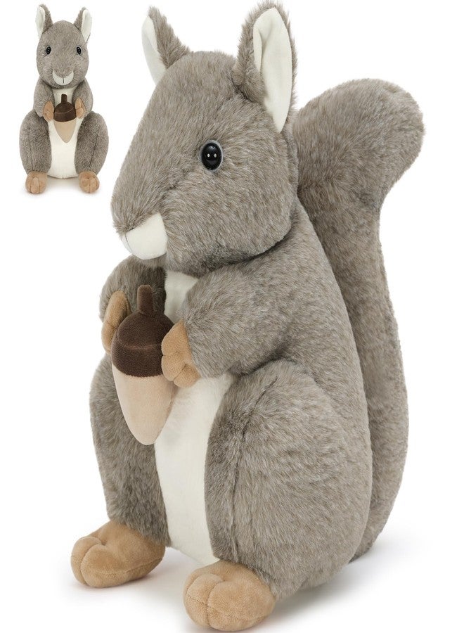 BENINY 14“ Realistic Squrrile Stuffed Animal, Cute Squirrel Plush Toy with Holding Mini Acorn, Plushie Gift for Kids, Gray - Image 1