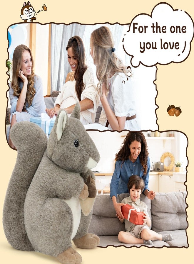 BENINY 14“ Realistic Squrrile Stuffed Animal, Cute Squirrel Plush Toy with Holding Mini Acorn, Plushie Gift for Kids, Gray - Image 4