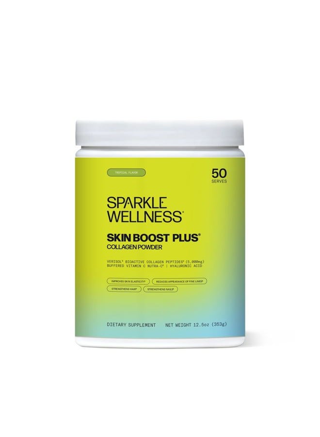 Sparkle Collagen سباركلي ويلنس سكين بوست بلس (استوائي) [50 حصة] | مكمل مسحوق الكولاجين مع ببتيدات الكولاجين الهيدروكسي VERISOL، فيتامين C وحمض الهيالورونيك - Image 1