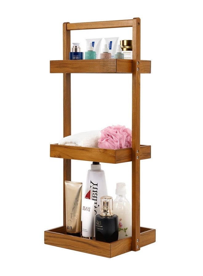 Utoplike Utoplike Teak Shower Caddy Shelf, Standing Shower Organizer for Bathroom Corner, Wooden Freestanding Racks Storage for Inside Shower, Bath, Office, Stand Up 3 Tier Kitchen Desktop Organization  - Image 1