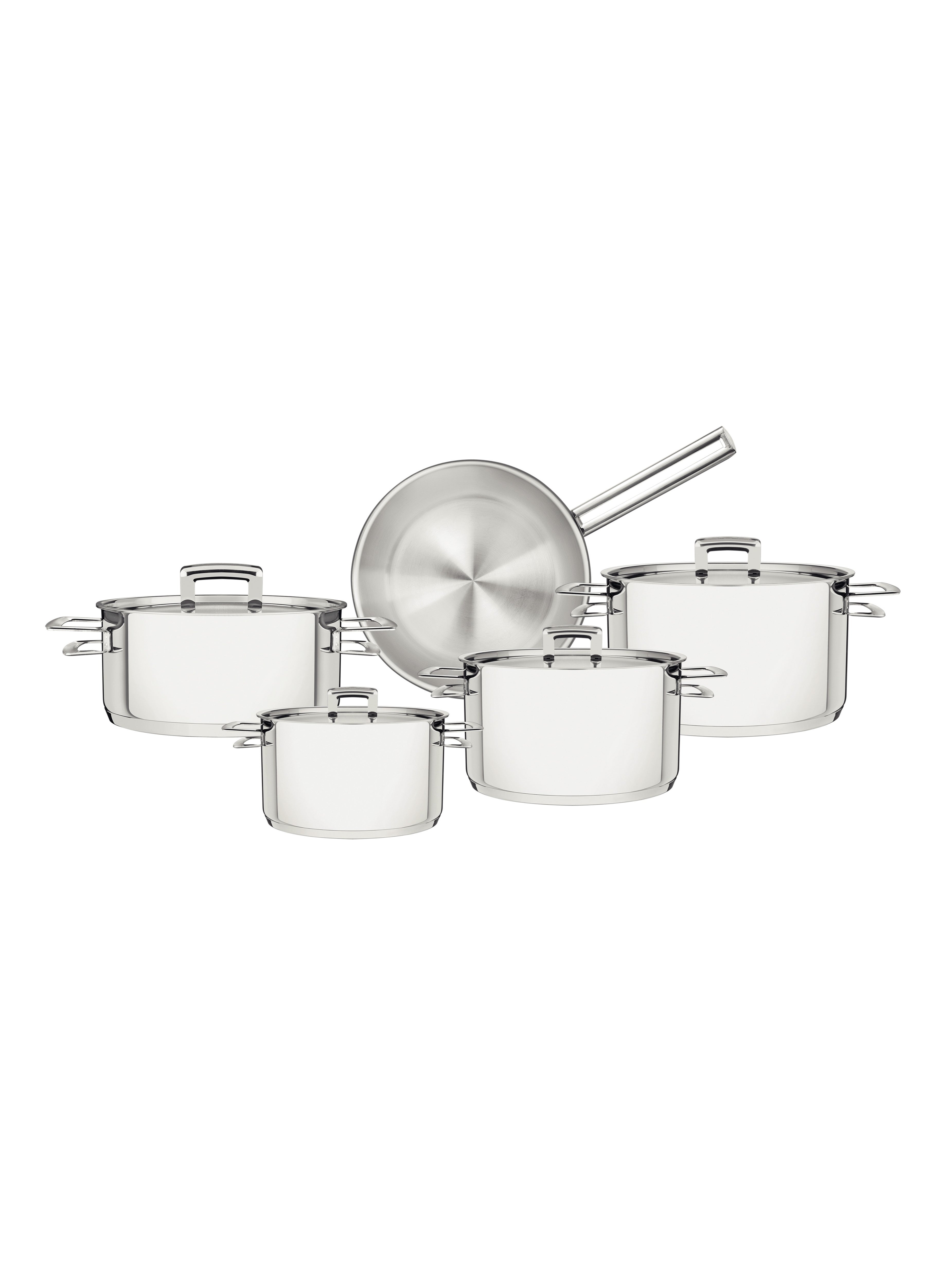 Brava 9 Pieces Stainless Steel Cookware Set with Flat Lid and Tri-ply Base 