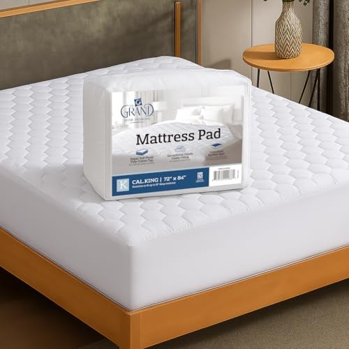 THE GRAND Grand Hotel Collection California King Size Mattress Pad - Thin, Lightweight, and Breathable Mattress Pad - Ideal for Hot Sleepers & Plush Mattresses - Stretch Fits up to 18" - Easy to Wash (72x 84) - Image 1