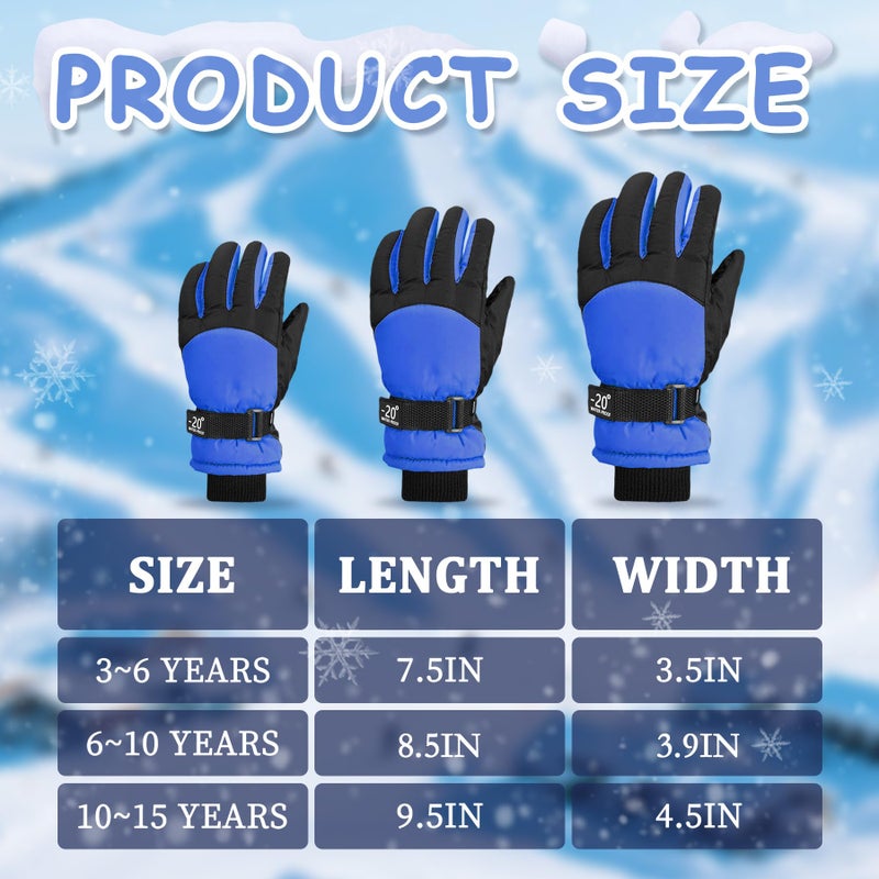 LYDTICK 3 Pairs Kids Winter Gloves Waterproof Snow Ski Gloves for Boys Girls Toddler Outdoor Warm Snowboard Mittens, Color C, 3-6 Years - Image 2