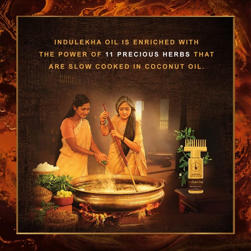 INDULEKHA Bringha, Ayurvedic Hair Oil, 250ml, for Hair Fall Control, with Amla & Coconut Oil, with Comb Applicator - Image 4