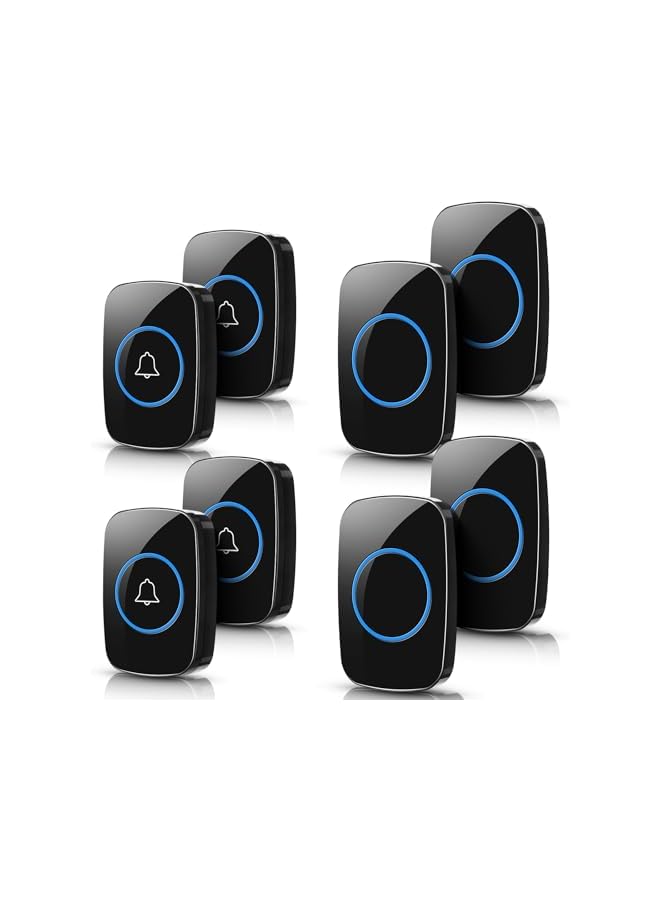 erorex 8 Pcs Waterproof Wireless Doorbell Kit 4 Pcs Home Doorbell with 4 Pcs Receivers 1000 FT Range 5 Volume Levels with 60 Doorbell Chimes and LED Flash (Black) - Image 2