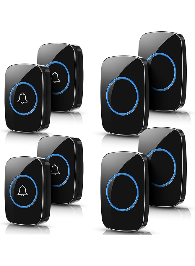 erorex 8 Pcs Waterproof Wireless Doorbell Kit 4 Pcs Home Doorbell with 4 Pcs Receivers 1000 FT Range 5 Volume Levels with 60 Doorbell Chimes and LED Flash (Black) - Image 1