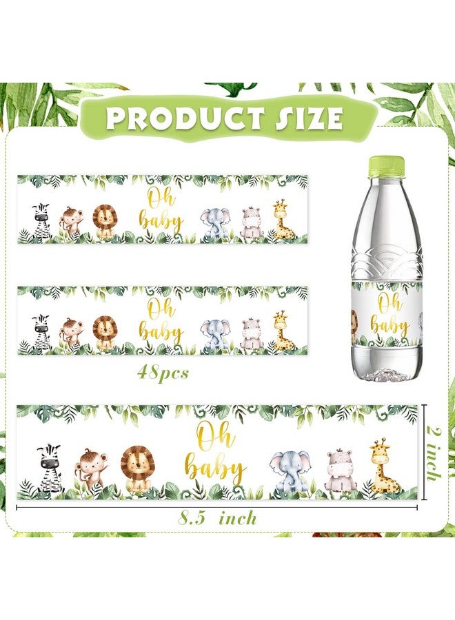 Outus 48 Pieces Water Bottle Labels Jungle Animals Themed Party Shower Water Bottle Stickers Wrappers Waterproof Labels for Baby Shower Party Decoration - Image 2