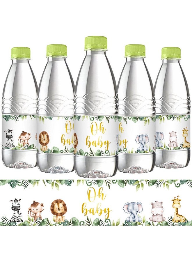 Outus 48 Pieces Water Bottle Labels Jungle Animals Themed Party Shower Water Bottle Stickers Wrappers Waterproof Labels for Baby Shower Party Decoration - Image 1