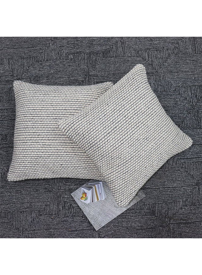 DANUBE HOME وسادة دانوب هوم جليم المنسوجة يدويًا 50x50 سم رمادي/أبيض | 60% صوف + 30% قطن + 10% بوليستر وسادة زخرفية خفيفة الوزن للأرائك، الكنب، الأسرة لغرفة المعيشة