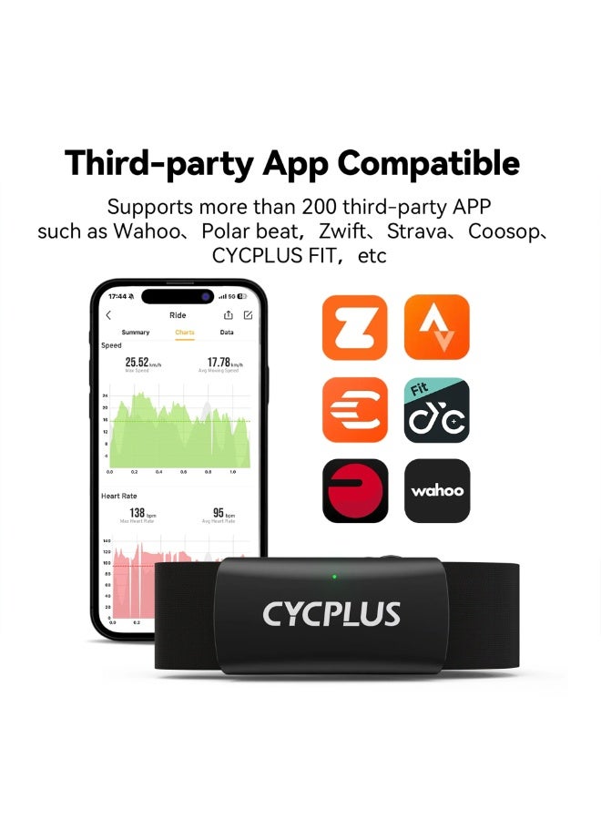 سي واي سي بلس سوار قياس معدل ضربات القلب H2 – جهاز مراقبة معدل ضربات القلب البصري بدقة، اتصال ANT+ وBluetooth 5.0، مقاوم للماء بتصنيف IP67، بطارية تدوم 500 ساعة، خفيف الوزن ومريح. - Image 5