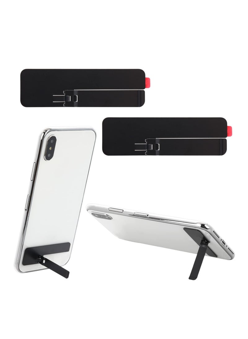 Captaintech Ultra-Thin Invisible Phone Kickstand, 2 Pack Adjustable Vertical Horizontal Placement Phone Stand Phone case Metal Kick Stand Compatible with Any Cellphone (Black), Invisible Phone Kickstand - Image 1