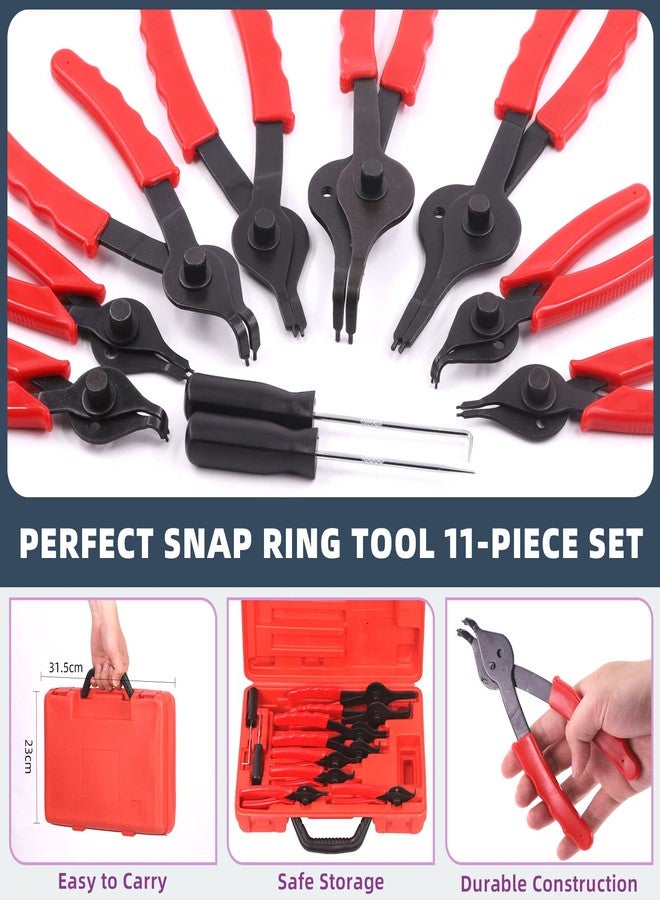 Swpeet 225Pcs Snap Ring Plier Set, 11Pcs Straight & Bent Retaining Ring Pliers With Case, 5 Size External Internal Circlip Retainer Rings Set with Rubber Washer Hook & Pick for Car Trunk Motorcycle - Image 5