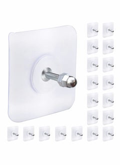 Y&D Adhesive Hooks Heavy Duty, Wall for Hanging,Wall Hangers without Nails,2 in 1 Screw Free Sticker Mount Shelf,Waterproof Rustproof (16mm)20 PCS  - Image 1