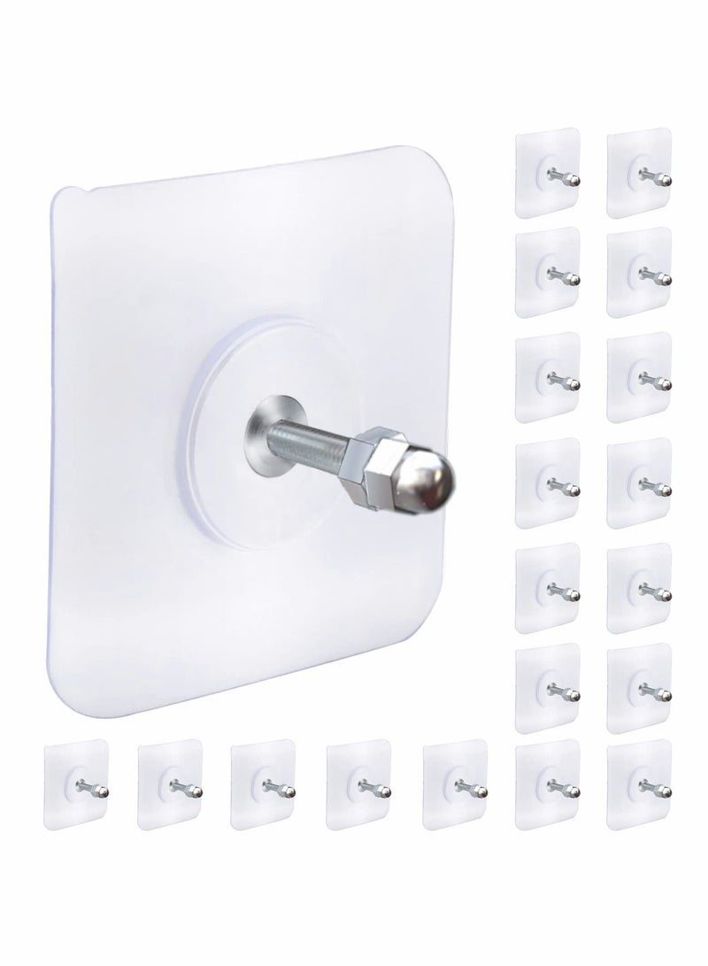 Y&D Adhesive Hooks Heavy Duty, Wall for Hanging,Wall Hangers without Nails,2 in 1 Screw Free Sticker Mount Shelf,Waterproof Rustproof (16mm)20 PCS  - Image 1