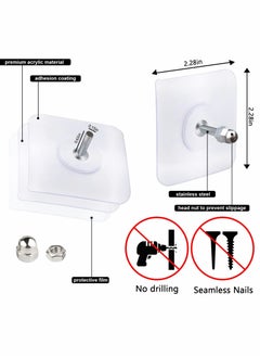 Y&D Adhesive Hooks Heavy Duty, Wall for Hanging,Wall Hangers without Nails,2 in 1 Screw Free Sticker Mount Shelf,Waterproof Rustproof (16mm)20 PCS  - Image 3