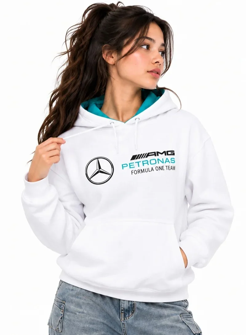 AMG Petronas Formula 1 Team Women's White Oversized Hoodie Mercedes-AMG Petronas F1 Team