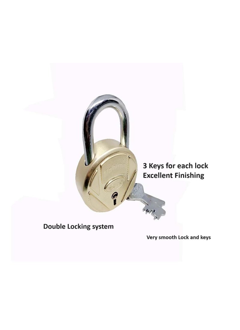 Unikkus Unikkus Set of 2 Locks and Keys Size 65 MM in Multi Color SmoothFine Finishing 3 Keys for Each Padlock Double Locking System  - Image 2