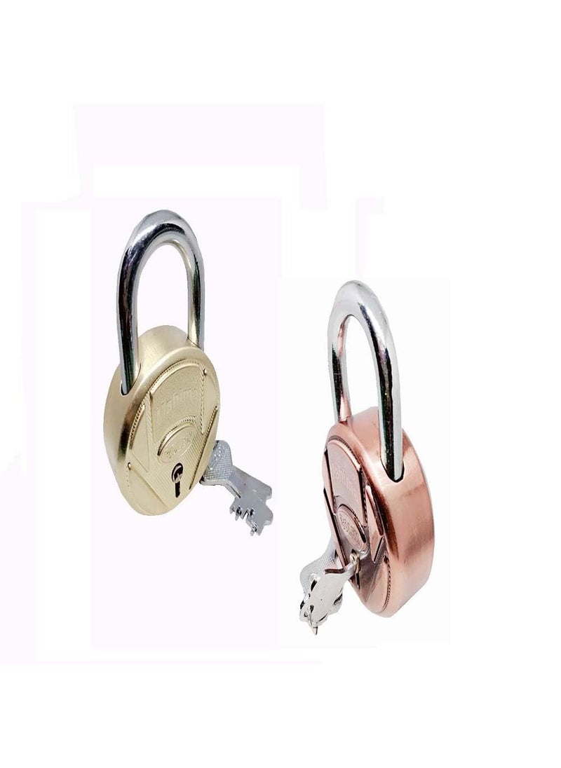 Unikkus Unikkus Set of 2 Locks and Keys Size 65 MM in Multi Color SmoothFine Finishing 3 Keys for Each Padlock Double Locking System  - Image 1