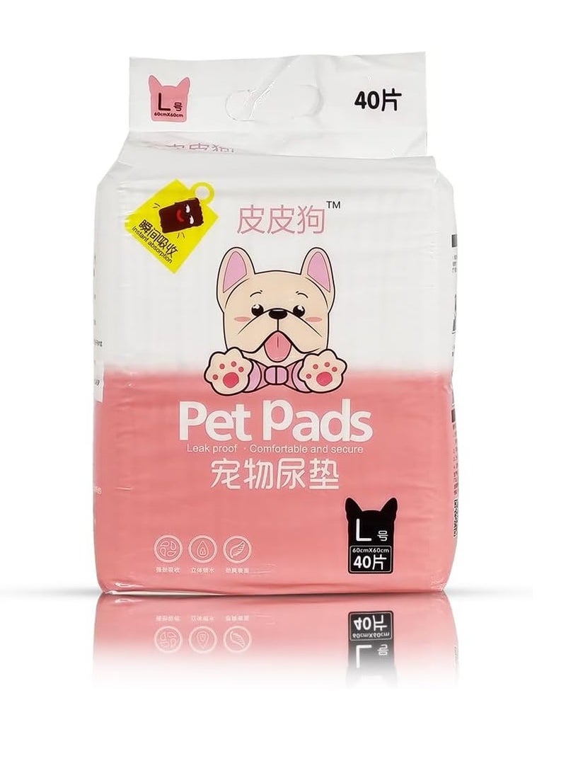 أن ان سي بيتس حصيرة تدريب الحيوانات الأليفة على استخدام المرحاض، 5 طبقات من وسادات التبول المقاومة للتسرب للكلاب الكبيرة، مقاومة للتمزق والتحكم في الرائحة، 40 قطعة من وسادات الحيوانات الأليفة للاستخدام مرة واحدة للمنزل والسفر، مرحاض مريح للكلاب، 60 سم (أبيض) - Image 1